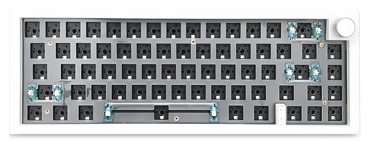 ZMX GMK67 Keyboard Barebones Kit,Hot-Swap PCB Bluetooth 5.0/2.4G/Type-C Tri-Mode 65% Mini Custom RGB Wireless Mechanical Keyboard with Knob Gasket Mount Programmable Gaming DIY Kit (White)