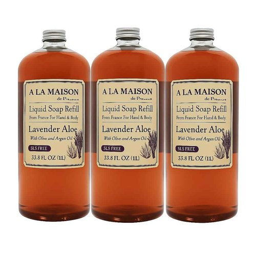 A LA MAISON Lavender Aloe Liquid Soap Refill 33.8Fl Oz, 3Pack
