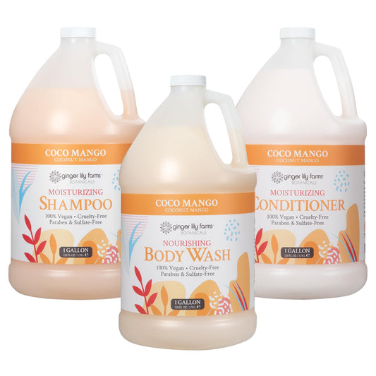 Ginger Lily Farms Botanicals Body Wash + Shampoo + Conditioner Bundle, Coco Mango