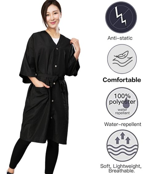 Salon Robes for Clients, Pack of 4, Hair Color Gown Cape for Women & Men, Grooming Smock-Kimono Style, 5 Snaps Closures