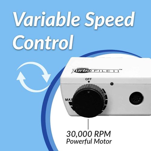 Medicool TurboFile II Electric Nail File -White Lightweight 30,000 RPM Quiet No Vibration Locking Chuck 3/32 Tools | TURBOFLEII