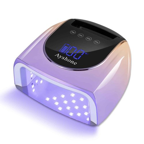 Ayshone Cordless Rechargeable UV Nail Lamp,96W UV Light for Gel Nails with Metal Base,Professional Fast Charger Curing Lamp,4 Timer Setting and Smart Sensor(Gradient Purple)