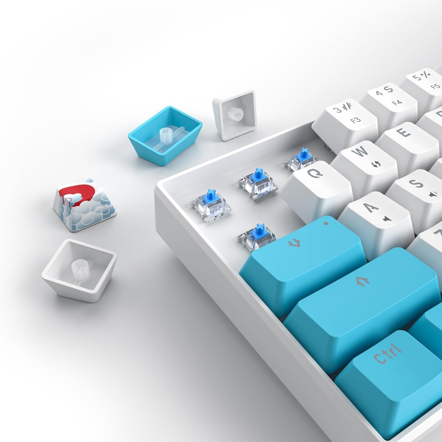 60 Percent Gaming Keyboard Mechanical with Linear Red Switch, 65% Wired Ultra-Compact Mini Keyboard Rainbow with PBT Keycaps for Ps4/Ps5/Xbox(68 MonsterB)