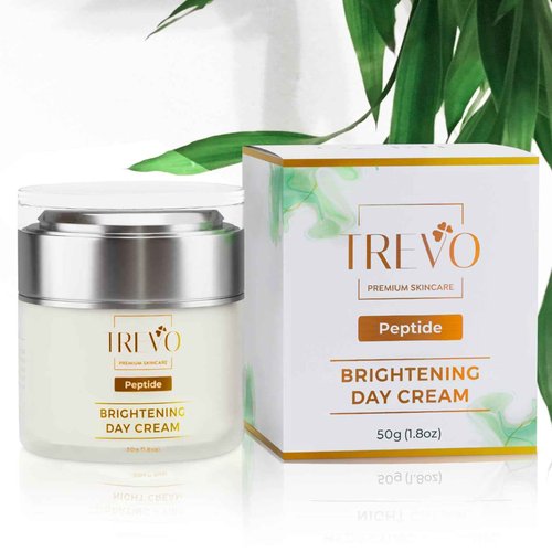 Trevo Peptide Brightening Day Cream - Advance Brightening & Anti Aging Moisturizer - Face Moisturizer with Natural Peptides, EAA & Tranexamic Acid - Fights Dullness & Dark Spots - 50g/ 1.8oz