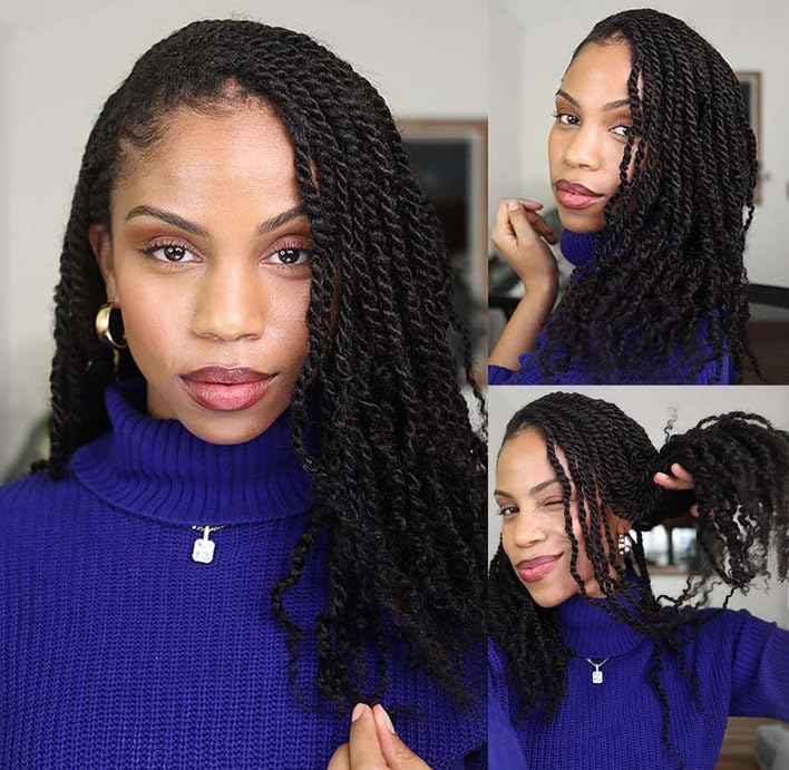 Human Hair Springy Twist Hair Extensions Afro Kinky Bulk Hair 100% Human Hair Twist Crochet Braiding Hair Springy Afro Twist Hair Extensions Natural Color For Black Women 14 Inch 100g