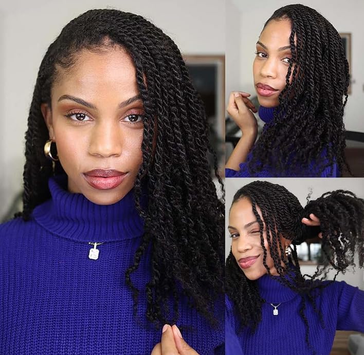 Human Hair Springy Twist Hair Extensions Afro Kinky Bulk Hair 100% Human Hair Twist Crochet Braiding Hair Springy Afro Twist Hair Extensions Natural Color For Black Women 22 Inch 100g