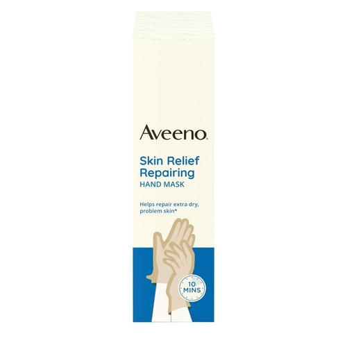 Aveeno Skin Relief Repairing Hand Mask, Moisturizing Gloves with Prebiotic Oat & Shea Butter for Very Dry Skin, Hand Care for Sensitive Skin, Fragrance-Free, Value Pack, 6 Pairs of Single-Use Gloves