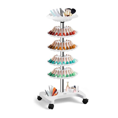 Auto Care Nail Polish Organizer,Removable Universal Wheeled Disc Fluted Nail Polish Holder，Large-capacity Six-layer Nail Polish Storage Rack for Nail Salons.