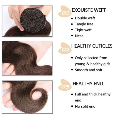 Fabimiya Bundles Human Hair 26/28/30 Inch Body Wave Dark Brown 4 Color Human Hair Bundles 12A Unprocessed Brazilian Virgin Hair Quick Weave for Black Women