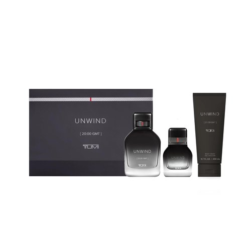 TUMI UNWIND [20:00 GMT] Gift Set - Warm Cologne & Body Wash for Men - 3.4 oz & 1.0 oz Eau de Parfum, 6.7 oz Body Wash