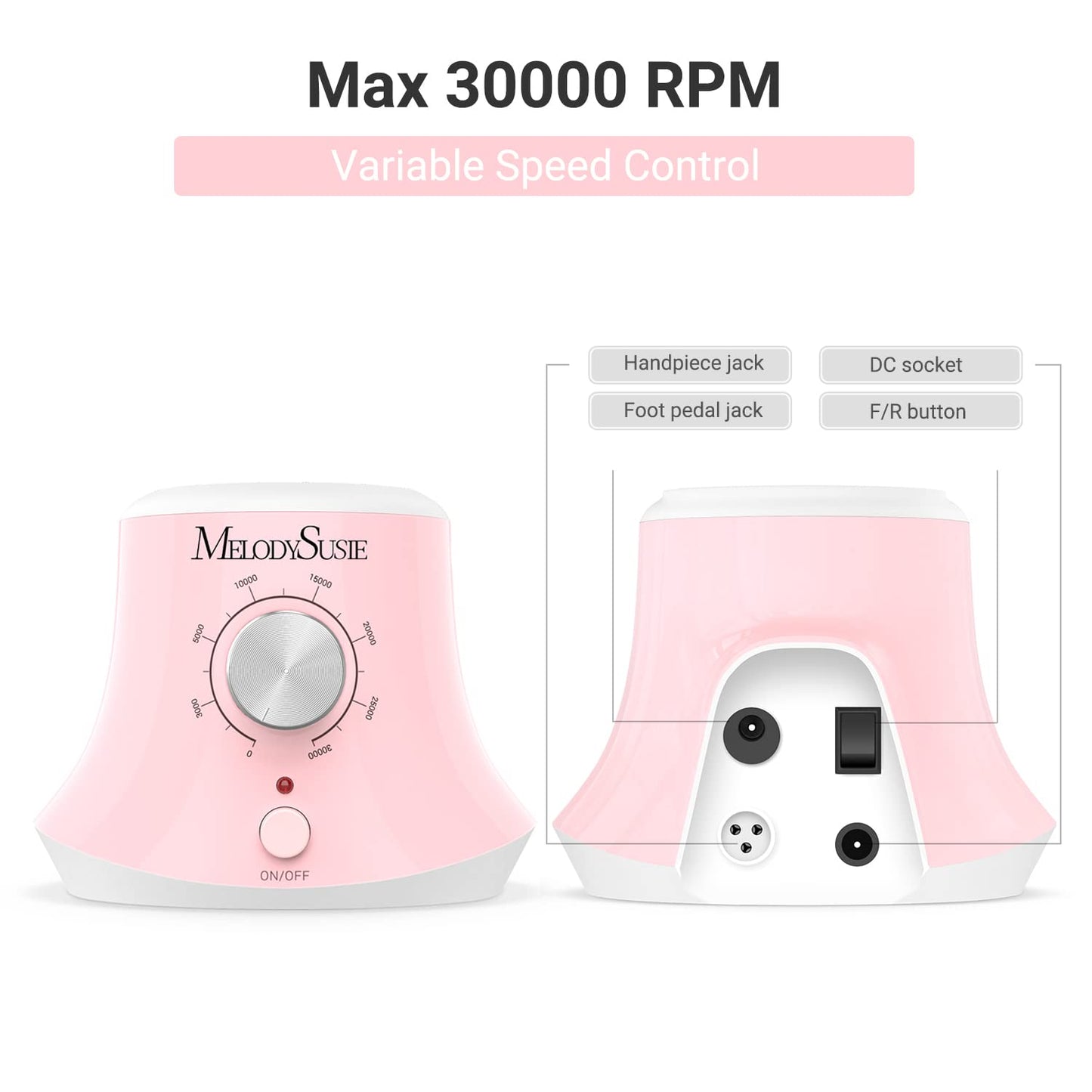 MelodySusie 30000 RPM Professional Nail Drill Scarlet SC320I, Nail Dust Collector,Portable Vacuum Fan Dust Collector for Beginner