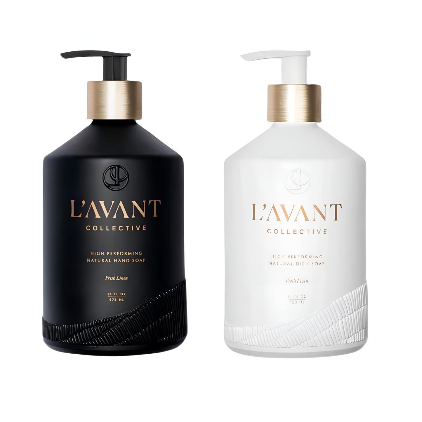 L'AVANT Collective Dish & Hand Soap Duo Fresh Linen | High Performing Formula Luxurious Ingredients for Soft & Smooth Hands & Dishes | 2 Reusable Glass Bottles Kitchen Accessories Home Decor Gifts