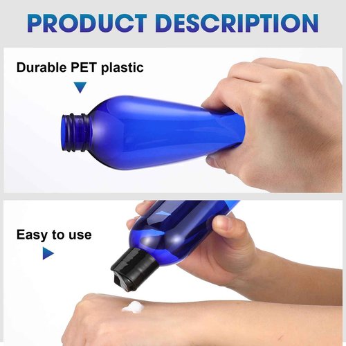 Eccliy 60 Pack 8oz Empty Plastic Squeeze Bottles with Disc Caps Travel Containers Refillable Plastic Empty Bottles with Caps for Shampoo, Lotions, Liquid Body Soap, Creams (Blue)