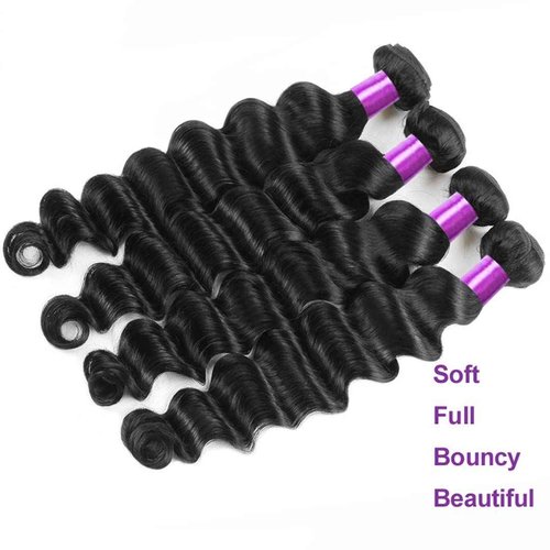 Loose Deep Wave 4 Bundles Human Hair 22 20 18 16 Inch 100% Unprocessed Brazilian Virgin Weave Hair Bundles Wavy Human Hair Natural Color for Black Women