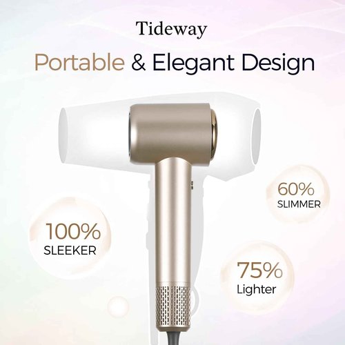 Tideway Hair Dryer, Blow Dryer with Diffuser High-Speed Plasma Ionic Low Noise for Fast Drying, Travel Hair Dryer for Women and Man, Curly/Wavy & Long/Thick Color-Treated Hair H11
