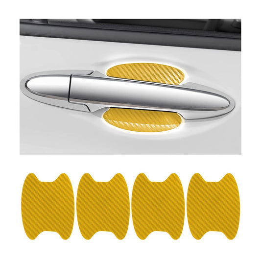 4PCS Car Door Handle Protector Sticker, Universal Carbon Fiber Anti-Scratches Auto Door Handle Protective Film for Most Car Handles（Gold/4PCS）