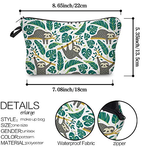 Deanfun Makeup Case Small, Cosmetic Zipper Bag Waterproof for Purse Mini, Women Cute Traveling Accessories Pouch for Ladies Thanksgiving Christmas Gifts(Sloth D2-51476)
