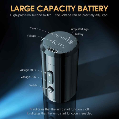 Ambition Ninja Plus Wireless Tattoo Machine - Rotary Cartridge Tattoo Gun with 2000mAh Power LCD Digital Display Brushless Motor Straight Drive Bar Tattoo Equipment for Tattoo Artists