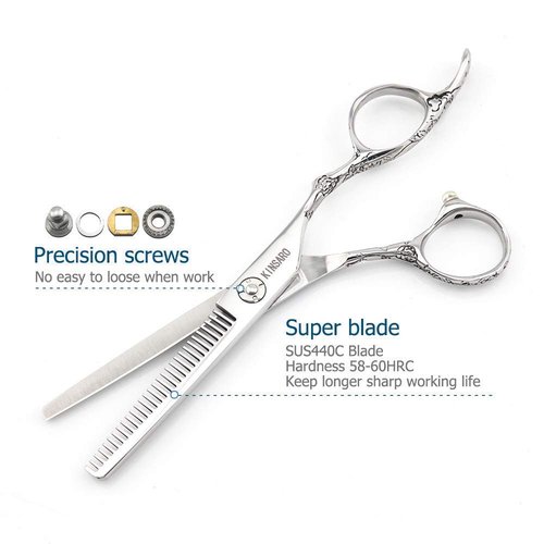 6 Inch Hair shears 440C hair cutting scissors and 6 Inch hair thinning scissors rose handle Kinsaro