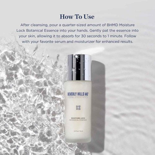 Beverly Hills MD Moisture Lock Botanical Essence- Moisture & Collagen Supporting Serum for Skin Barrier - Visibly Combat Transepidermal Water Loss TEWL & Sagging Skin w/Tsubaki Oil, Hemp Seed Oil