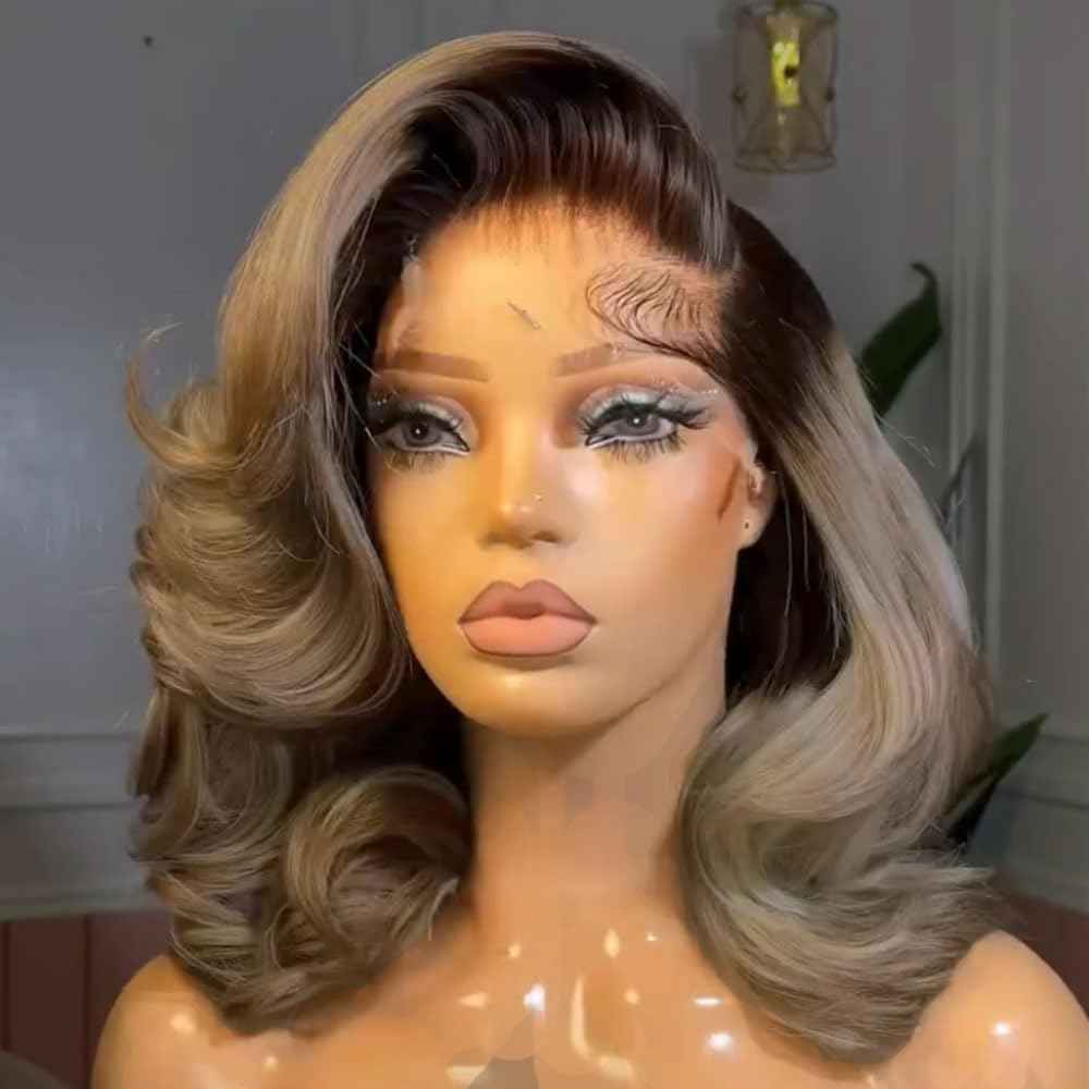 1b/Ash Blonde Lace Front Wig Human Hair Pre Plucked Hairline 180% Density Short Bob Human Hair Wigs For Women 13x4 Lace Front Wig Colored 1b Grey Human Hair Wigs (12inches)