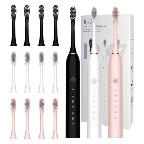 MSETGRD 3 Pack Electric Toothbrush with 6 Modes, Rechargeable Toothbrushes with 12 Brush Head, Fast Charge 2 Min and 30s Timer