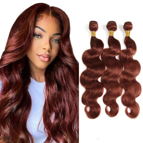 Color 33 Bundles Reddish Brown Body Wave Bundles Copper Brown Body Wave Bundle Unprocessed Brazilian Remy Hair Extensions 16 18 20 Inch