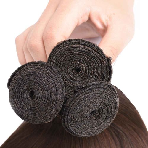 Dark Brown Bundle Human Hair Color 4 Straight Bundles Niegmeag Virgin Remy Hair 3 Bundles 20 22 24 Inch Double Weft Brown Wet and Wavy Bundle