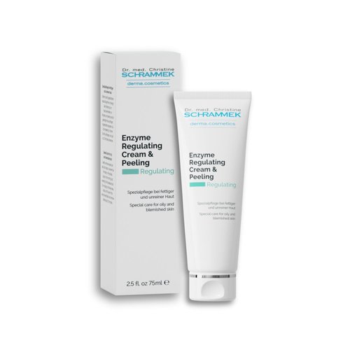 Enzyme Regulating Cream & Peeling (2.55 fl oz) – 2-in-1 Exfoliating Cream for Oily & Blemished Skin – With Enzymatic Action – Clears Pores, Refines Texture, Controls Shine – Vegan – Dr. Schrammek