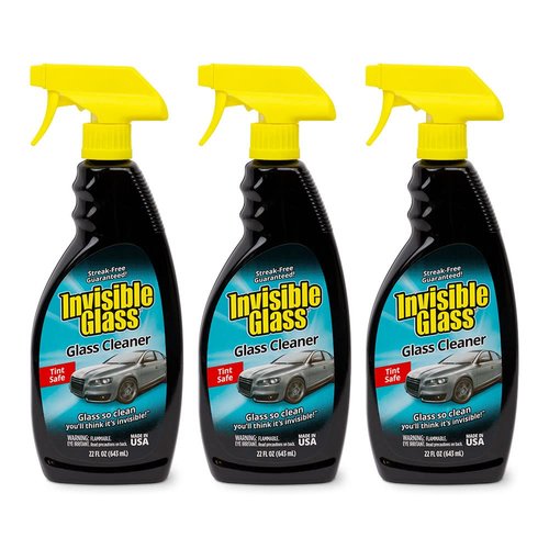 Invisible Glass 92164-3PK Premium Glass and Window Cleaner for Auto and Home Cleans Glass, Windows, Windshields, and More, Streak-Free, Ammonia-Free, Tint-Safe, 22 fl oz (Pack of 3)