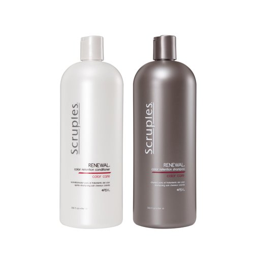 Scruples Color Renewal Gentle Shampoo & Conditioner Duo (33.8 oz Each) – Color-Safe Hair Care with UV Protection – Hydrating & Fortifying Formula for Vibrant, Long-Lasting Color & Salon-Fresh Shine