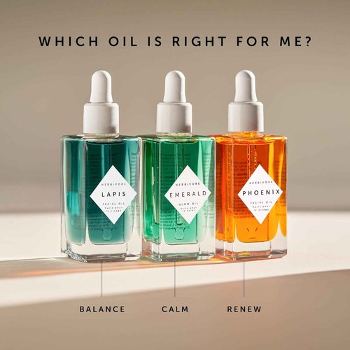 HERBIVORE Hydrating + Balancing Facial Oil Regimen | Skin Care Bundle Including Lapis and Phoenix