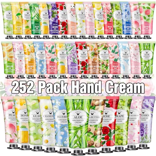 252 Pack Hand Cream Gifts Set for Women, Stocking Stuffers for Women Teengirls, Christmas Gifts, Bulk Gifts,Small Gifts,Mini Moisturizing Hand Lotion Travel Size in Bulk for Dry Cracked Hands