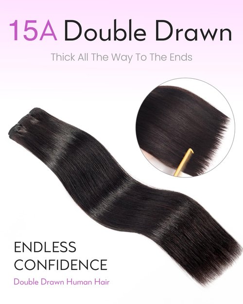 Arabella 15A Raw Straight Bundles Human Hair Natural Black Hair Bundles 100% Raw Vietnamese Human Hair,Three Times the Lifespan 20 Inch