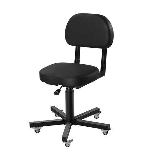 Poarmeey Rolling Stool with Back Support Tattoo Chair for Artist Salon Black Adjuestable Swivel Stool with Backrest for Work Spa Shop Home Massage Use