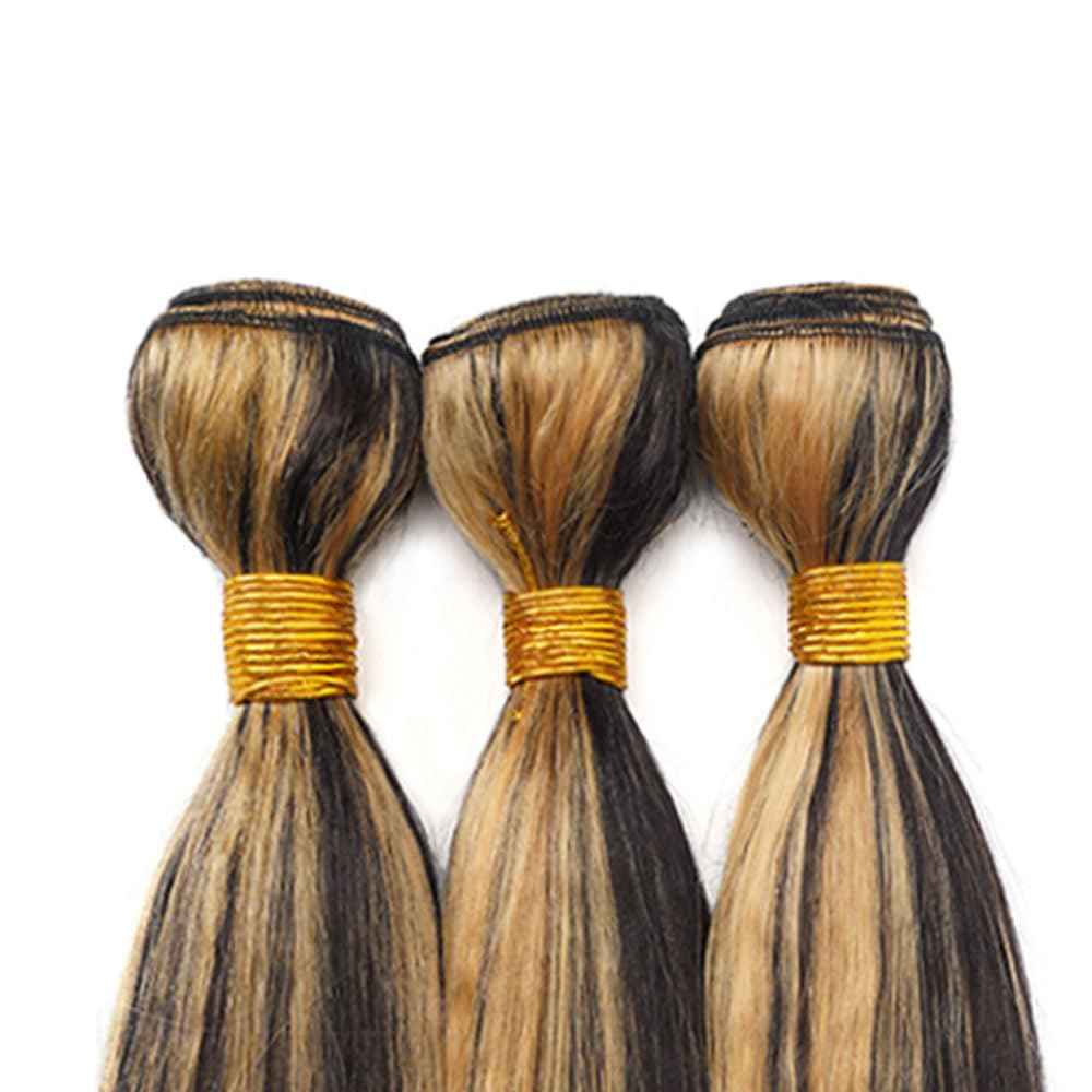 Highlight P1B27 Straight Bundles Ombre Honey Blonde Human Hair Bundles Grade 8A Brazilian Remy Hair Weaves Extensions For Women 26 28 30 Inch