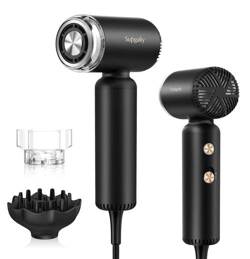 Lightweight Mini Hair Dryer,Professional High-Speed Brushless Motor Ionic Blow Dryer for Fast Drying, Magnetic Wall Mounted Diffuser Concentrator, Quiet Small Hairdryer