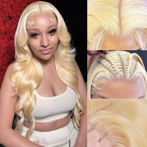 613 Hd Frontal 13X4 Lace Closure Human Hair Blonde Frontal Closure 12A Grade Brazilian Virgin Human Hair for Women Pre Plucked Bleached Knots 22 Inch