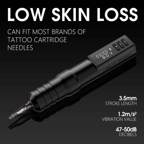 Wireless Tattoo Machine - Rotary Tattoo Cartridge Pen Custom Coreless Motor 2400mAh Power Supply Digital LED Display Professional for Tattoo Artist