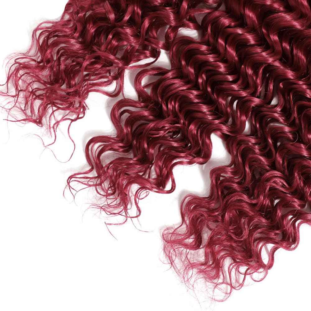 1B99J Burgundy Bundle Ombre Red Loose Deep Wave Human Hair Bundles Two Tone Black and Wine Red Bundles Human Hair 12 14 16 Inch