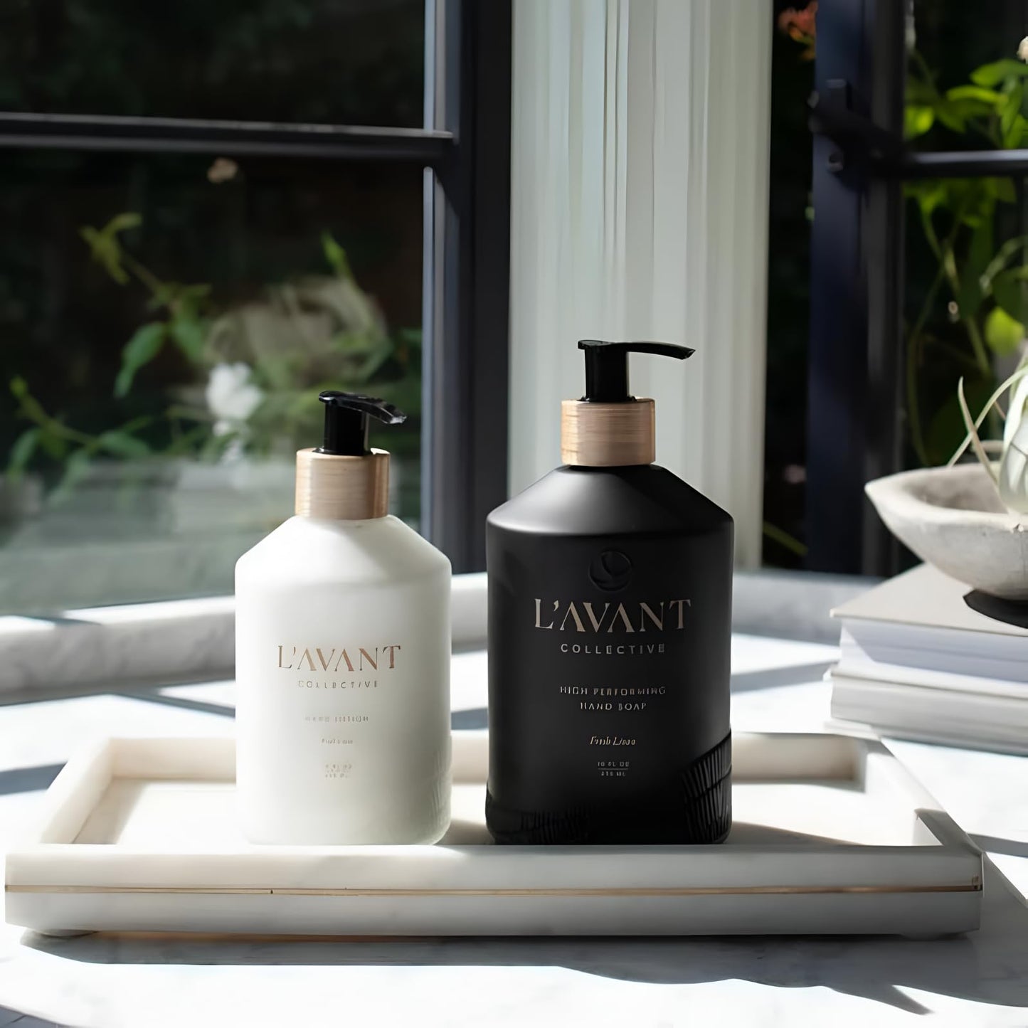 L'AVANT Collective Hand Lotion & Hand Soap Bundle Fresh Linen | High Performing Formula Luxurious Ingredients for Soft & Smooth Hands | 2 Glass Bottles Kitchen Accessories Home Decor Hostess Gifts