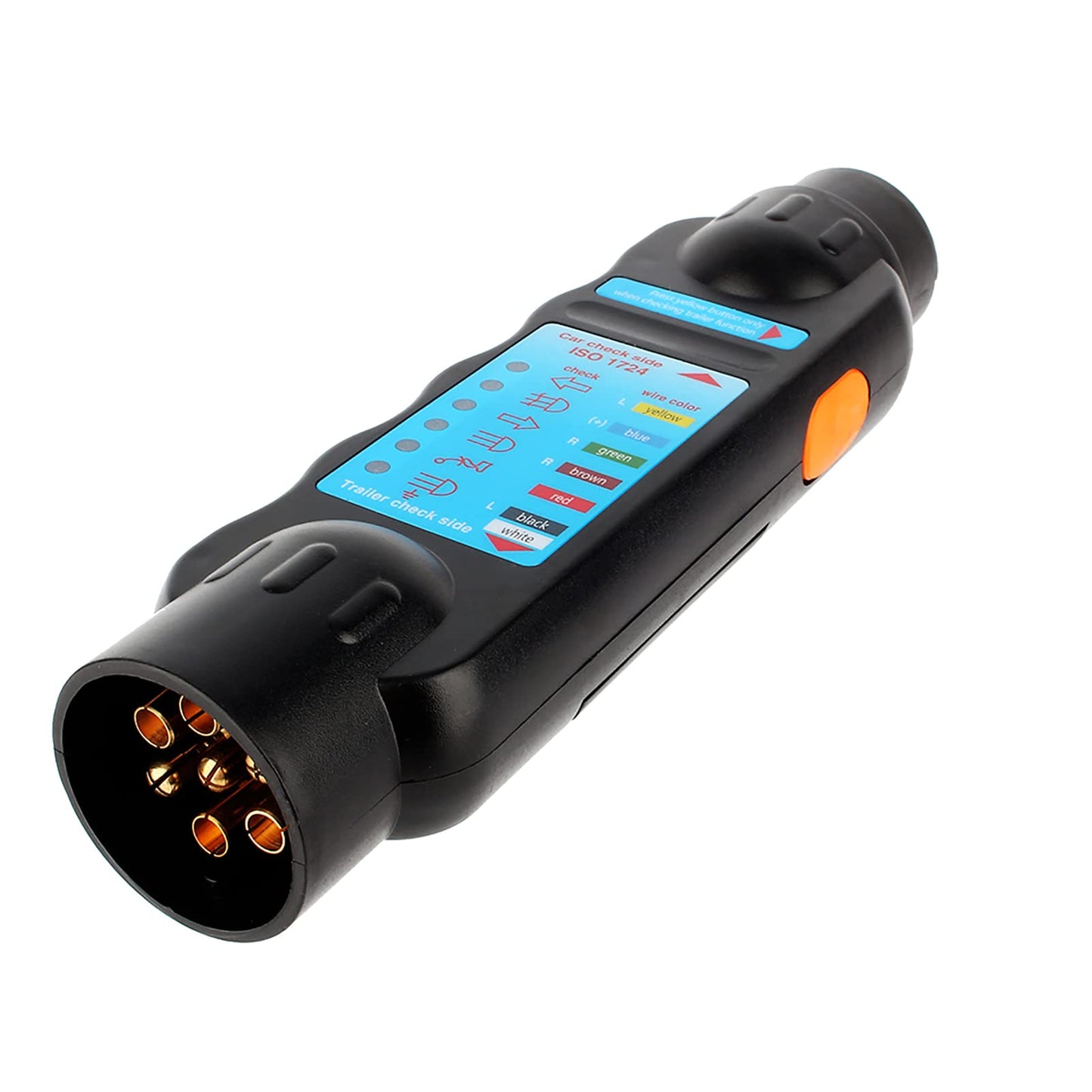 12V 7-Pin Trailer Tester Plug RV Connector Tester Plug Tool Socket Adapter for Trailer(European Specifications)