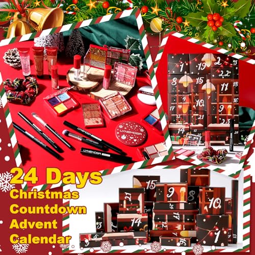 Makeup Advent Calendar 2025 Women Teen Girls,24 Days Christmas Beauty Make Up Sets for Party Festival, Advent Beauty Calendar 2025 Cosmetics Holiday Surprise Make Up Kits for Women Full Kit