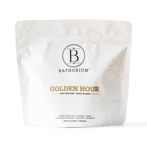 Bathorium Golden Hour Mud Mineral Soak, Detox Bath Soak with French Grey Sea Salt, Ginger & Mandarin, Sinus Relief & Recovery, pH-Balanced for Women, Approximately 3 Baths, 32 oz