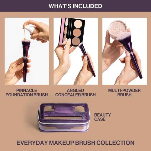 Anisa Beauty Starter Everyday Makeup Brush Set – 3 Essential Brushes for Foundation, Concealer, and Powder Application – Soft, Synthetic Fibers for Flawless, Streak-Free Finish