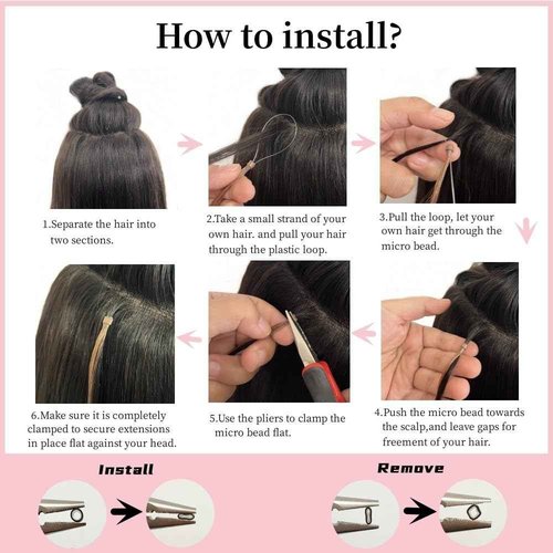 Senmy Micro Link Hair Extensions Human Hair Brown with Blonde Highlight 18inch Micro Beads Human Hair Extensions 0.5g/strand 50g/pack Micro Loop Extensions Human Hair Invisible Beaded Hair Extensions