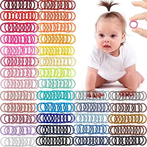 C?LLOT 360PCS Baby Hair Ties, 36 Multicolors Elastic Hair Ties,2cm in Diameter No Crease Finger Rubber Hair Elastics,Small Thin Hair Ponytail Holders Hair Accessories for Baby Girls Toddlers Kids