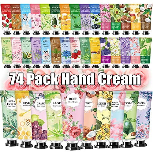 74 Pack Hand Cream Gift Set For Women and Girls,Stocking Stuffers Christmas Gifts Bulk,Appreciation Gifts,Nurses Gifts,Natural Plant Hand Lotion For Dry Cracked Hands,Mini Hand Lotion Travel Size