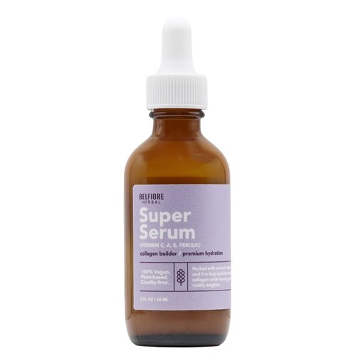 Belfiore Herbal 100% All Natural Super Serum – Vitamin A, C & E + Ferulic Acid | Brightens Skin | Plant-Based, Non-GMO for Face & Neck - Made in the USA (2oz)
