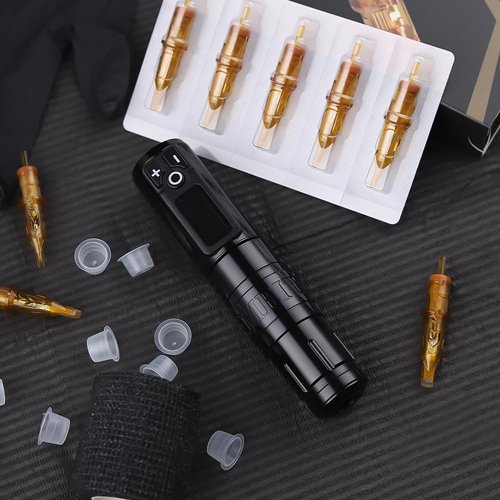 Ambition Storm Wand Wireless Tattoo Machine with 2400mAh Battery Power - Rotary Tattoo Gun Cartridge Pen with Coreless Motor Digital LED Display for Professionals and Beginners Tattoo Artists